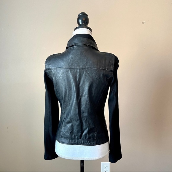 BLANK NYC | Black Faux Leather Mixed Media Moto Jacket Sz XS - Picture 9 of 12